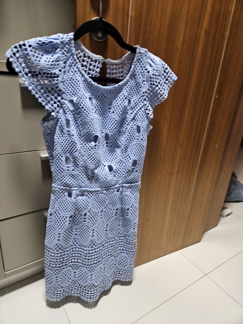Signature8 Light Blue Crochet Lace Midi Dress